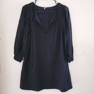 Free People Women's Black Mini Dress Size M Cotton Linen